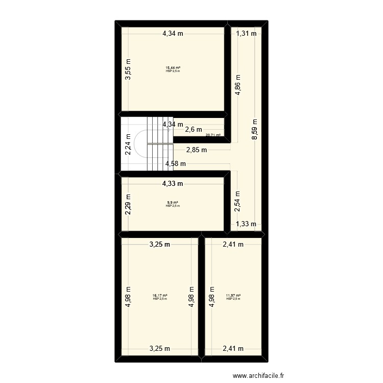 debut Amou. Plan de 5 pièces et 74 m2