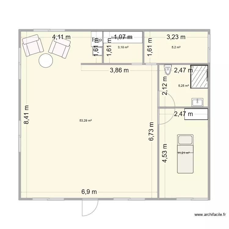 local bonheur en soi 3. Plan de 5 Pièces et 78 m²