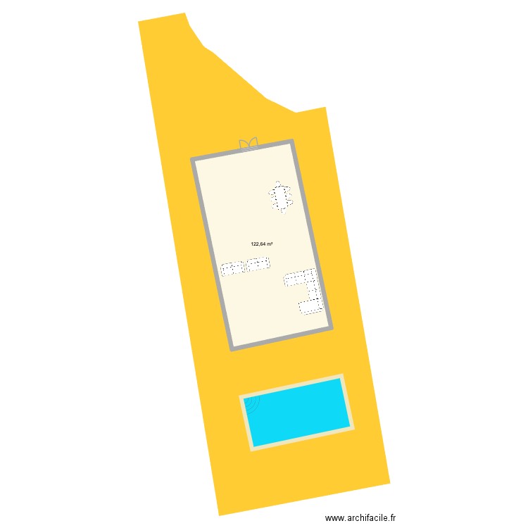 espagne. Plan de 1 pièce et 123 m2