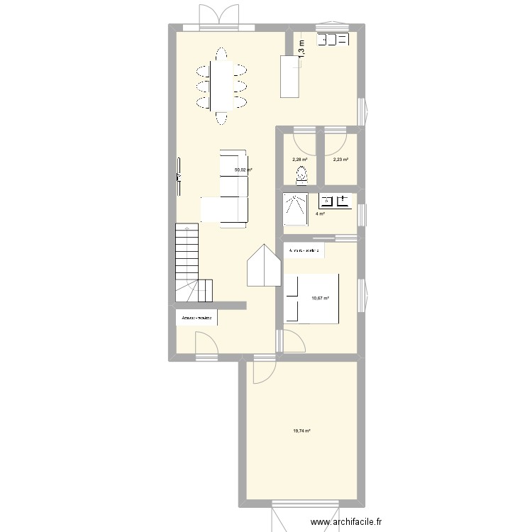 RDC maison chambly. Plan de 6 pièces et 89 m2