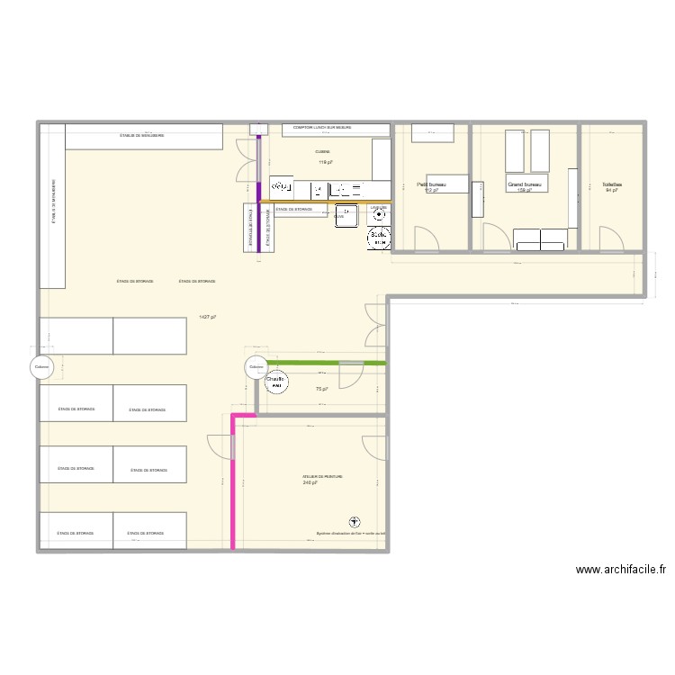 Local 302 - 5500 Fullum. Plan de 7 pièces et 207 m2