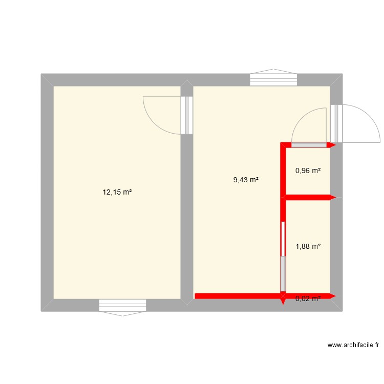 I2Etage0Gauche. Plan de 5 pièces et 24 m2
