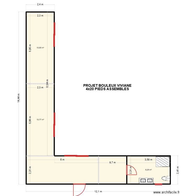 Maison Module. Plan de 5 pièces et 55 m2