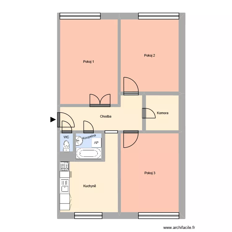 Marie Majerov&eacute; 493, byt 1. Plan de 13  et 204 m²