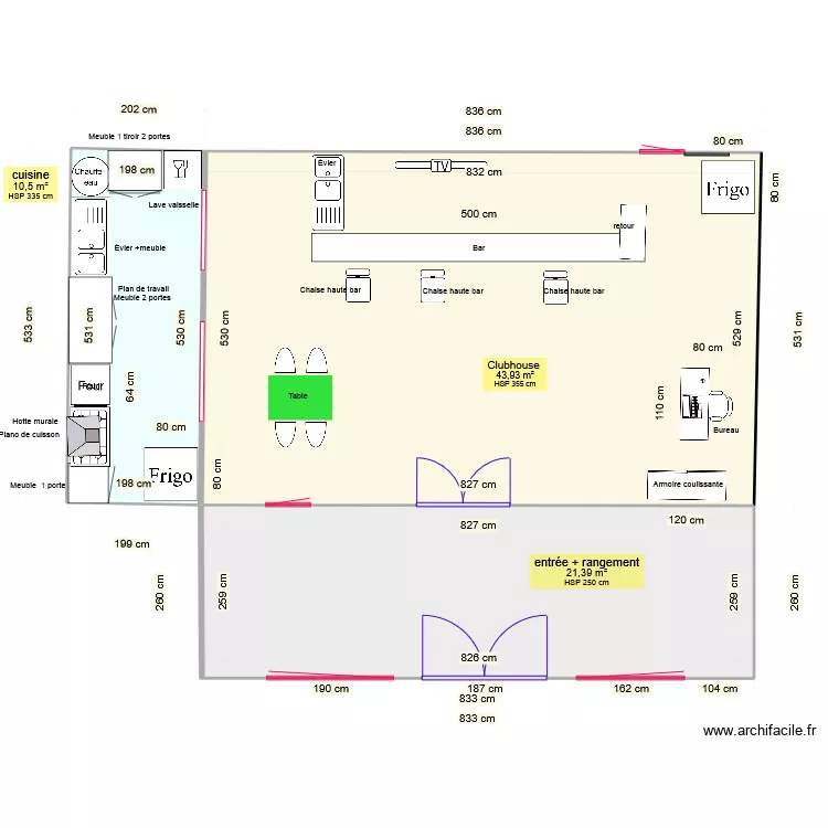 Local p&eacute;tanque. Plan de 