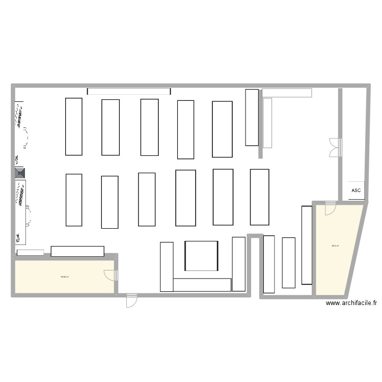 Réserve. Plan de 2 pièces et 40 m2