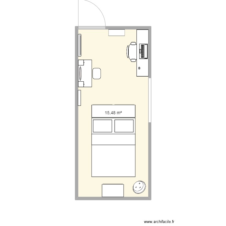 chambre olivia v2. Plan de 1 pièce et 15 m2