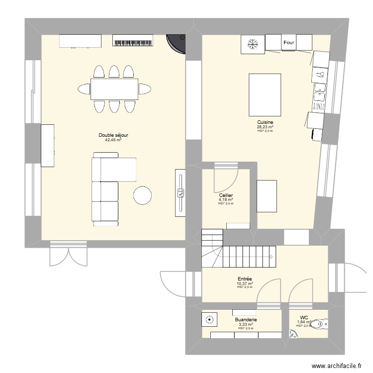 Test. Plan de 6 pièces et 90 m2