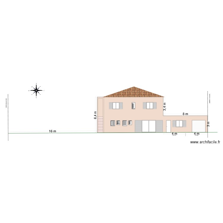 BESSE - façade SUD projet. Plan de 0 pièce et 0 m2