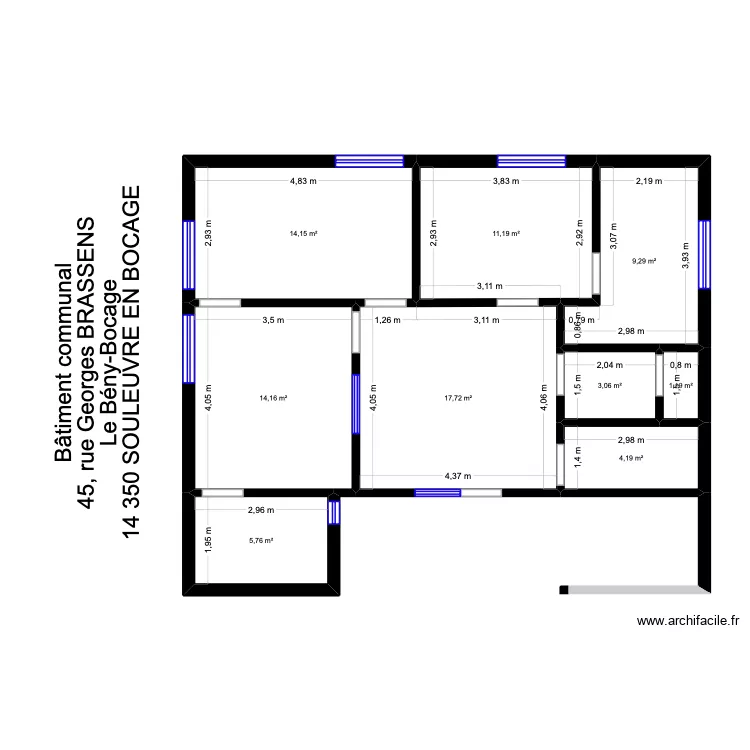 PMI SEB. Plan de 9 pièces et 81 m²