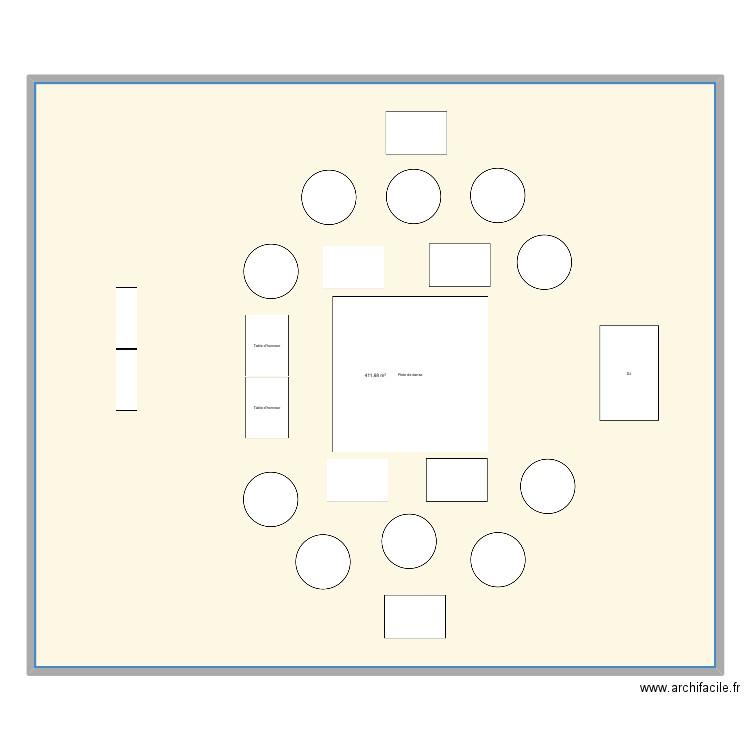 Plan de salle Mariage. Plan de 1 pièce et 412 m2