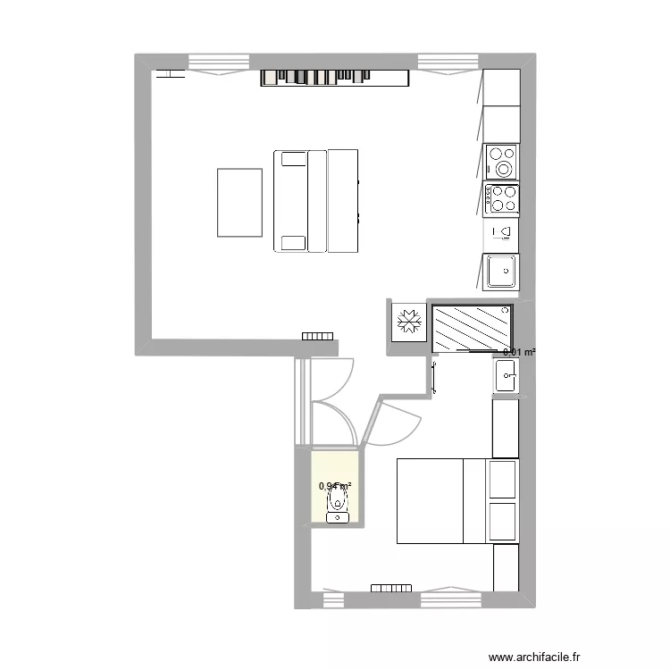 Jeanne. Plan de 2 et 1 m² Jeanne. Plan de 2 et 1 m²