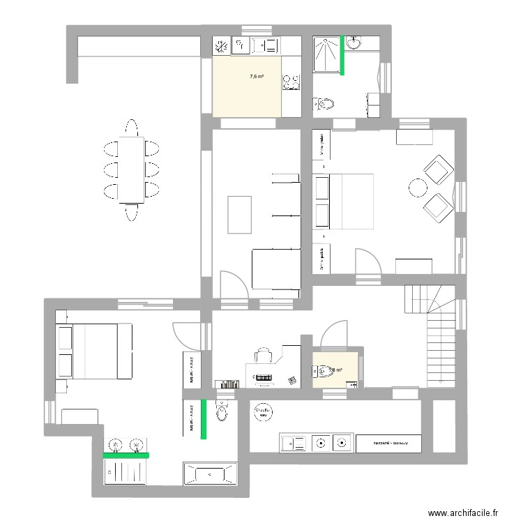 Ambolo Intermédiaire FINAL V5. Plan de 2 pièces et 9 m2