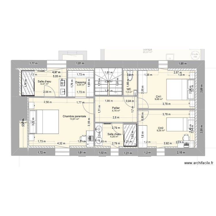 Maison Pradelle 3 ch dimensions corrigées. Plan de 18 pièces et 207 m2