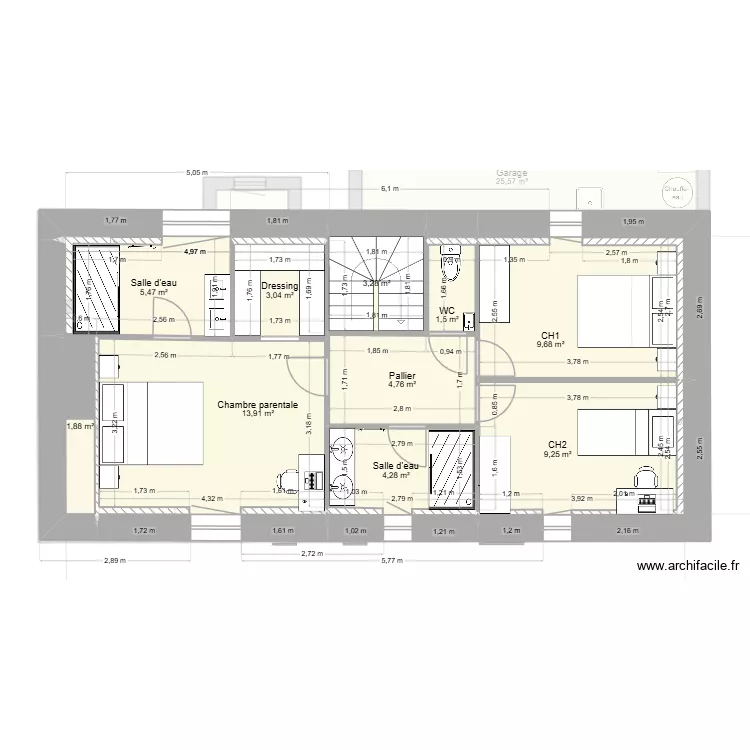 Maison Pradelle 3 ch dimensions corrig&eacute;es. Plan de 18  et 207 m²
