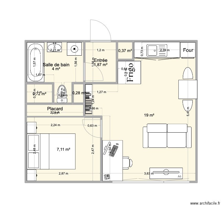 Appartement Bethune. Plan de 8 pièces et 34 m2