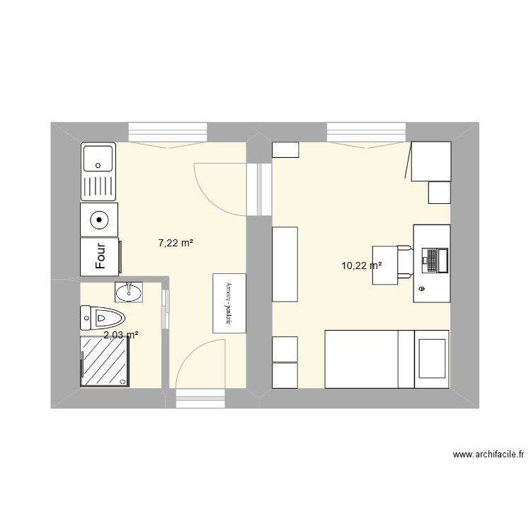 StudKims. Plan de 3 pièces et 19 m2