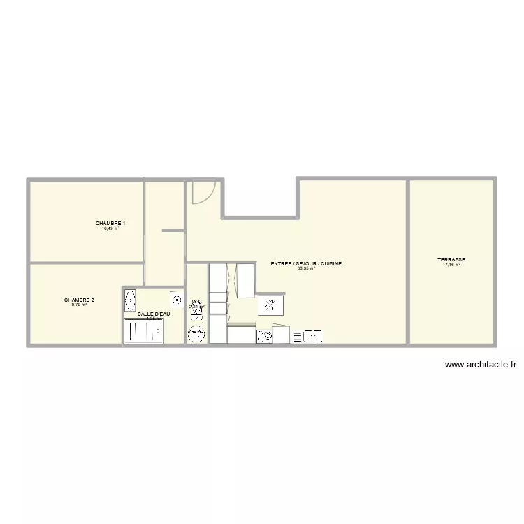 APPARTEMENT  COMPLET. Plan de 6  et 88 m²