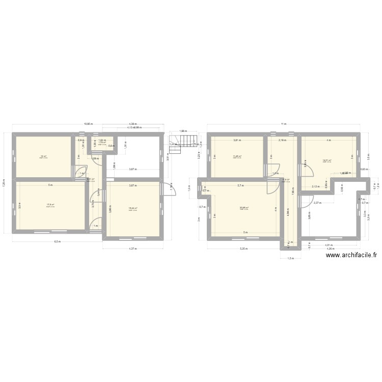 fano f. Plan de 9 pièces et 113 m2