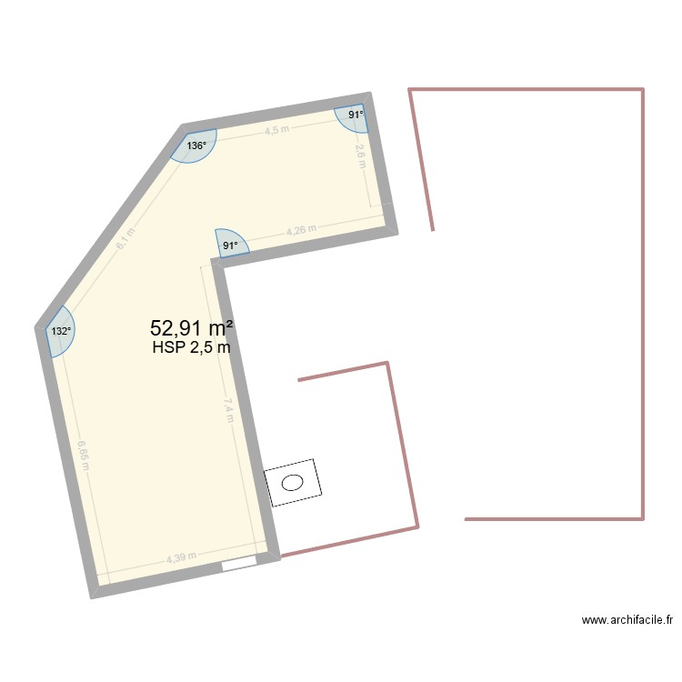 PAILLOTTE. Plan de 1 pièce et 53 m2