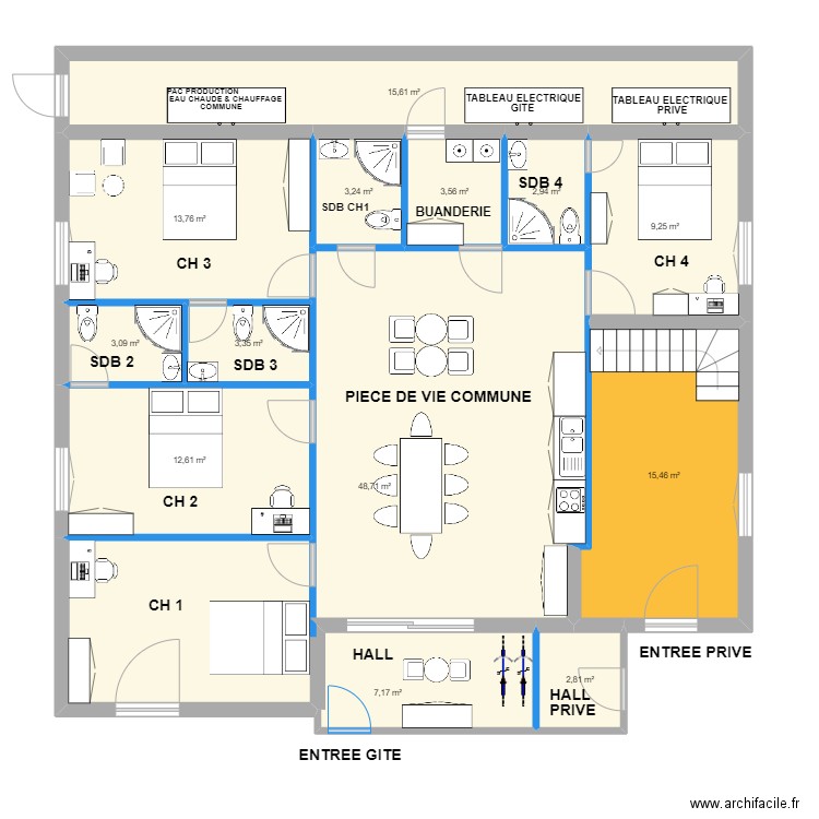DI  PAOLANTONIO . Plan de 13 pièces et 142 m2