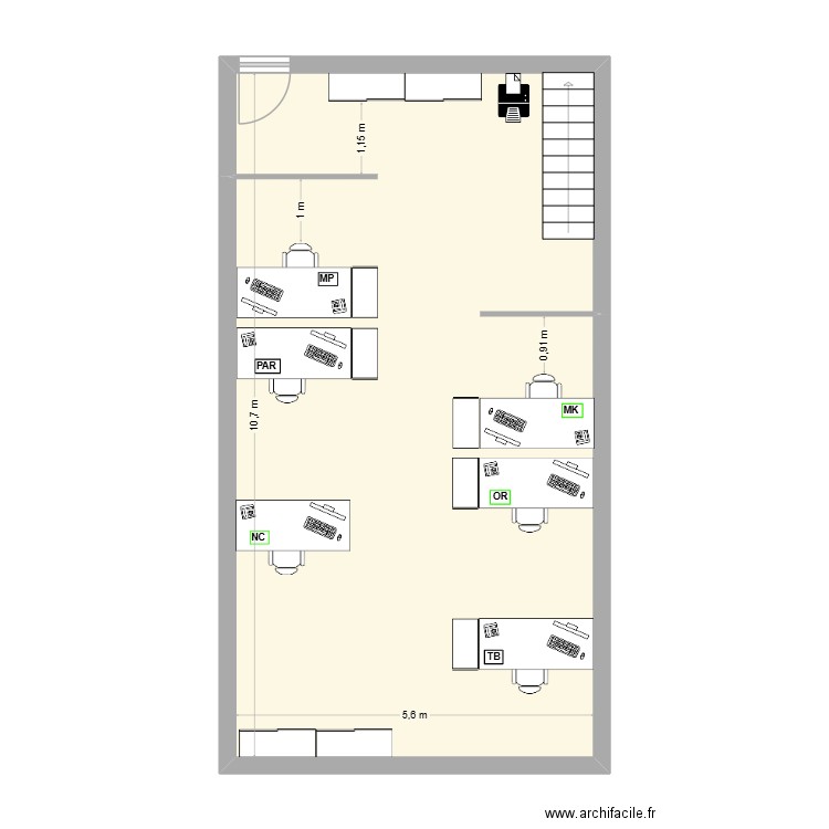 Bureau du bas 3_101225_variante3. Plan de 1 pièce et 60 m2