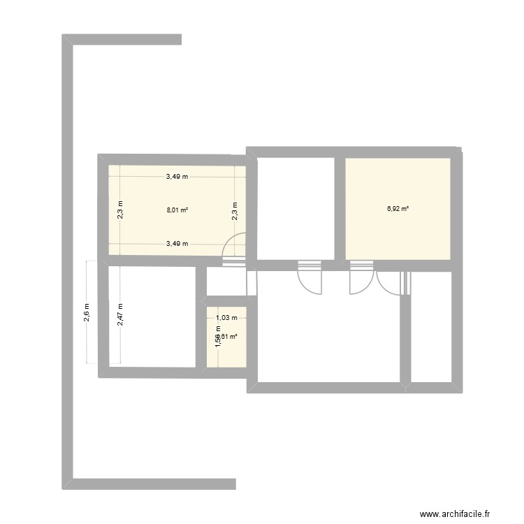 PROJET2. Plan de 3 pièces et 17 m2