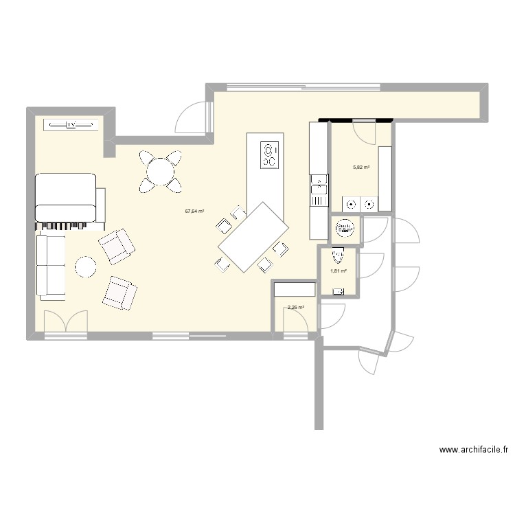 sejou brignoles projeté . Plan de 5 pièces et 78 m2