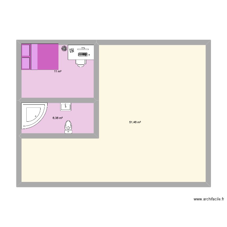 MARIELLA. Plan de 3 pièces et 69 m2