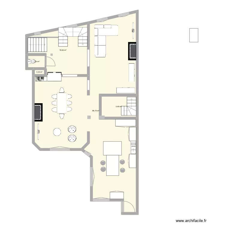 plan Dulud RDC cot&eacute; - post travaux variante. Plan de 