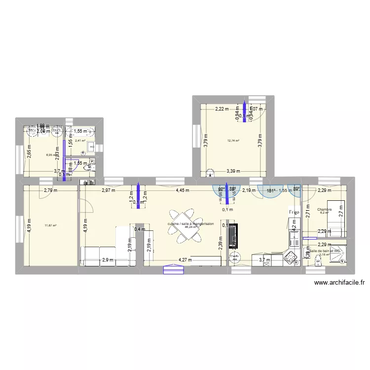 maison Lucia verrière + cuisine sans démolition. Plan de maison Lucia verrière + cuisine sans démolition. Plan de