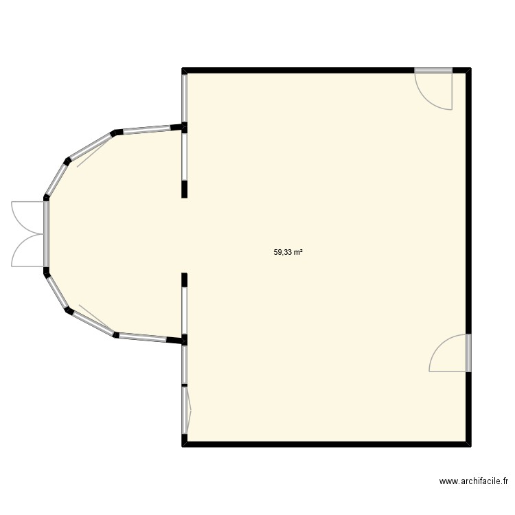 plan isaac. Plan de 1 pièce et 59 m2