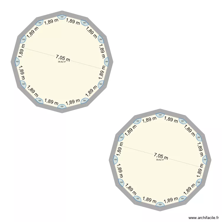 Maison Petale. Plan de 2  et 80 m²