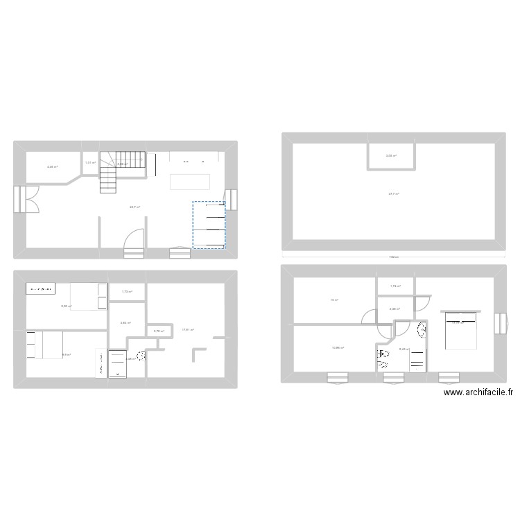 couhé 3. Plan de 19 pièces et 196 m2