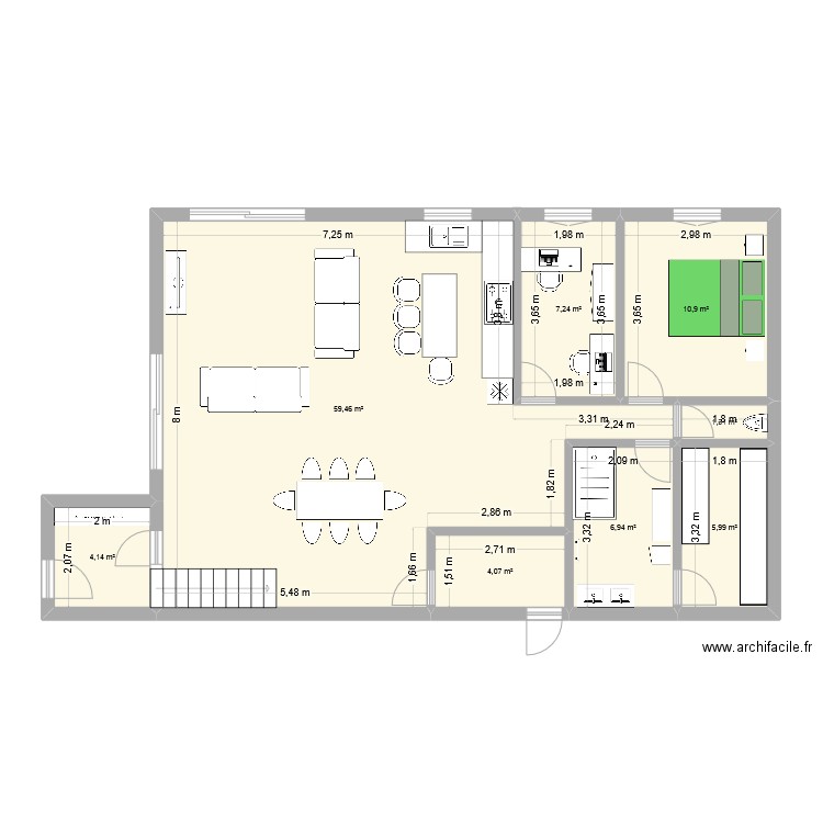 Ana 01. Plan de 8 pièces et 100 m2