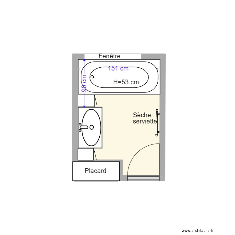 VERREAUX AT. Plan de 1 pièce et 3 m2