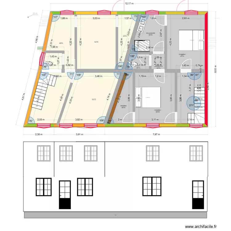 MAISON 1 ET 2 1ETAGE PMU. Plan de 20 et 197 m² MAISON 1 ET 2 1ETAGE PMU. Plan de 20 et 197 m²