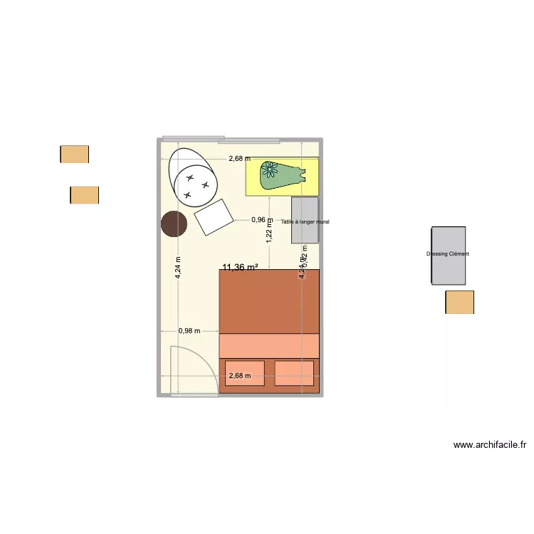 Chambre Parents_Transition Baby #2. Plan de 1  et 11 m²