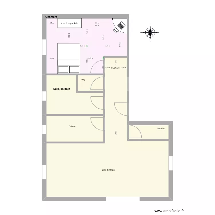 appartement f2 walid 2MTNE 1. Plan de 6 pièces et 65 m²
