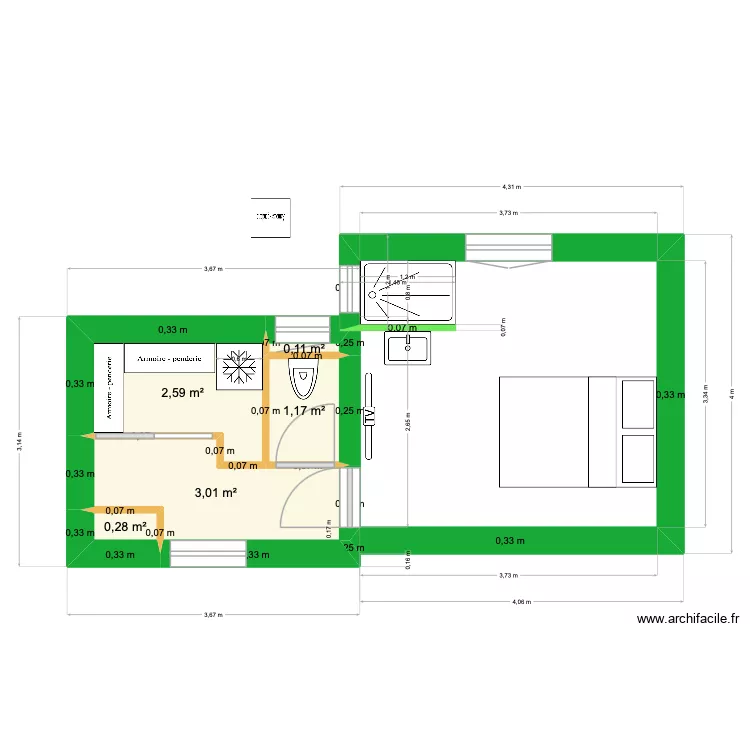 La Cléf des champs extension. Plan de 5 pièces et 7 m² La Cléf des champs extension. Plan de 5 pièces et 7 m²