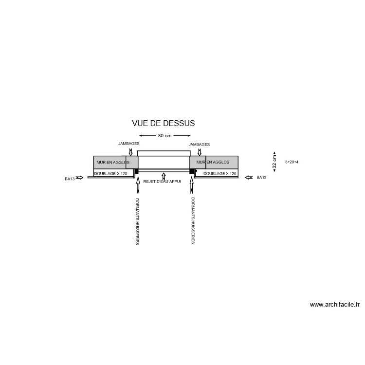 CROQUIS POSE MENUISERIE EN APPUI SUR ENCADREMENTS EN PIERRES. Plan de CROQUIS POSE MENUISERIE EN APPUI SUR ENCADREMENTS EN PIERRES. Plan de