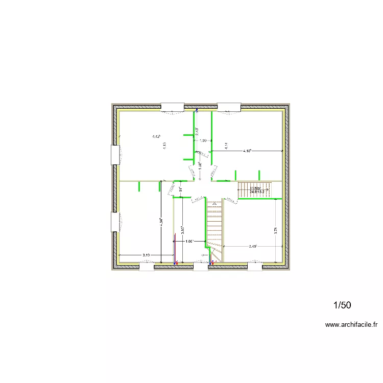 PLAN DISTRIBUTION EAU FROIDE ET EAU CHAUDE - ROUXEL - R+2. Plan de 