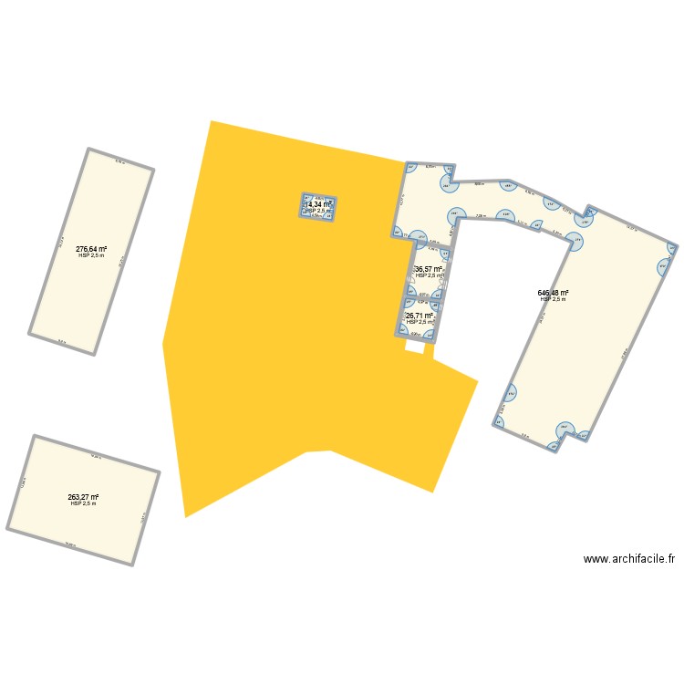 etoile neutre. Plan de 6 pièces et 1264 m2