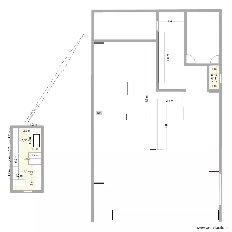 DEPOTS. Plan de 2  et 18 m²