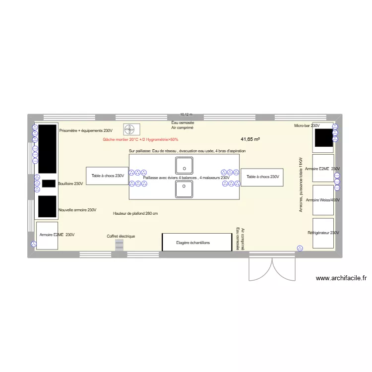 Labo mortier. Plan de 1 et 42 m² Labo mortier. Plan de 1 et 42 m²