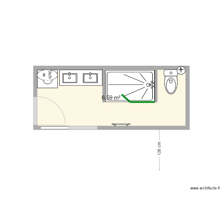 COURANT - Salle d'eau. Plan de 1 pièce et 7 m2