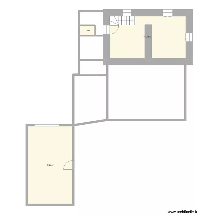 maison existante. Plan de 3  et 54 m²
