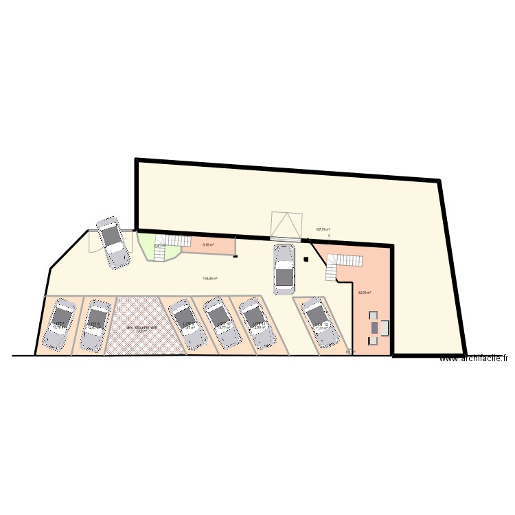 PLAN boudissa parking option 2. Plan de 13 pièces et 416 m2