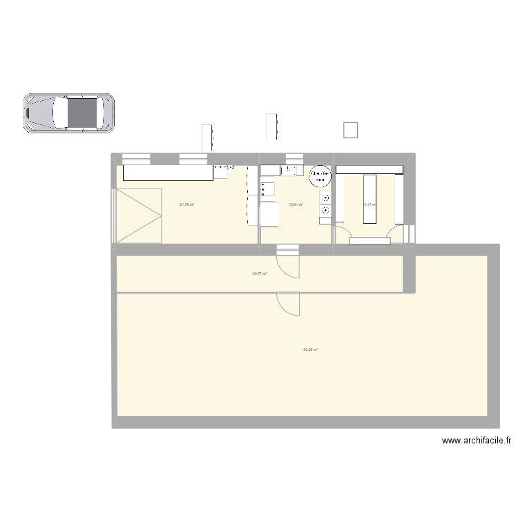 Garage. Plan de 5 pièces et 154 m2