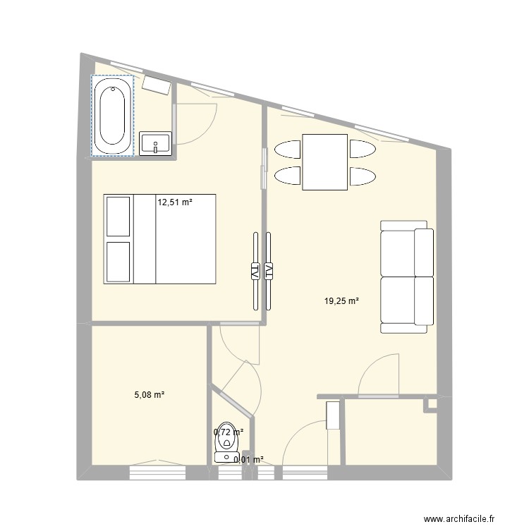 Surmelin. Plan de 5 pièces et 38 m2